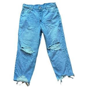 Ariat Jeans Womens 33R Tomboy Straight High Rise Destroyed Light Wash Button Fly